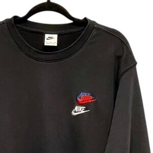 Nike Sportswear Mens 2XL Logo Crew French Terry Sweatshirt DR9153 Black Brocore